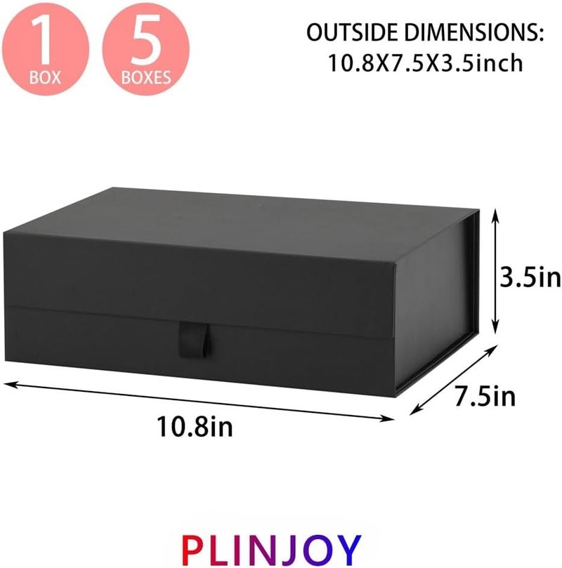 PLINJOY Black Gift Box for Presents 10.8x7.5x3.5 Inches Magnetic Gift Boxes with Lid Luxury Gift Box for Rectangle Collapsible for Bridesmaid, Wedding, Birthday Gift Packging - Image 4